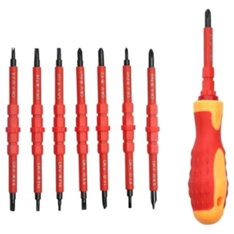 BUNTHAUS PA Jeu de Tournevis Isolés Acier Chrome Vanadium Lame Interchangeable pour Électriciens (1/4)