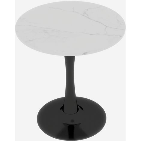 Tavolino rotondo da caffè in marmo artificiale nero e bianco 70 x 70 x 72 cm MODENUIT (1/5)