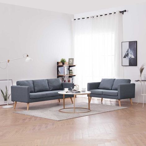 vidaXL Set de sofás de 2 y 3 plazas de tela gris oscuro (1/4)