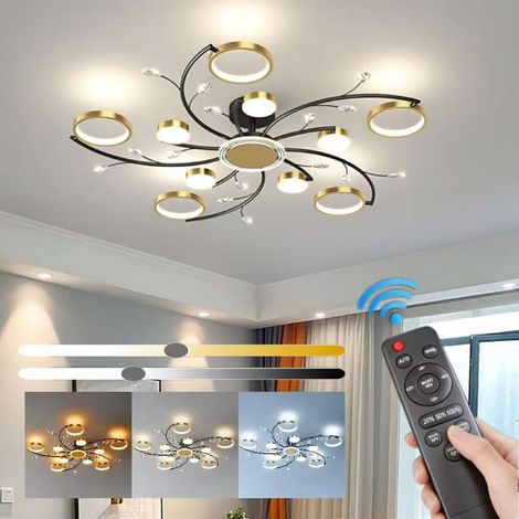 Plafonnier LED en cristal - Intensité variable, avec télécommande, suspension semi-encastrée, luminaire décoratif (1/5)