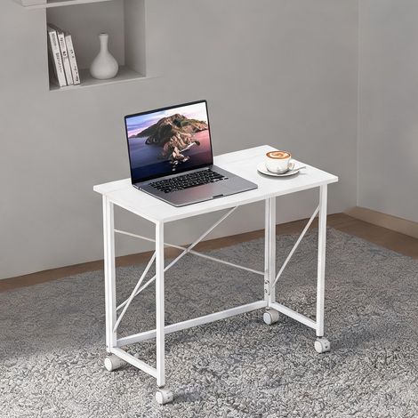 Bureau coloris blanc en mDF acier 80 x 40 x 75 cm (1/5)