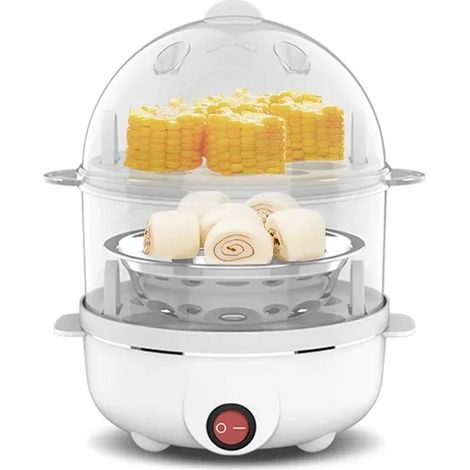 Cuiseur à œufs vapeur électrique automatique, cuiseur à œufs double couche, mini machine à petit-déjeuner pour la cuisine (1/5)