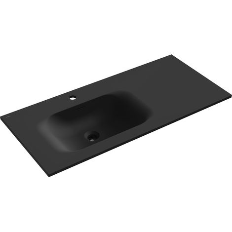 Mexen Vela lavabo empotrado en encimera izquierda 101 x 46,5 cm, negro mate - 25231071L (1/3)