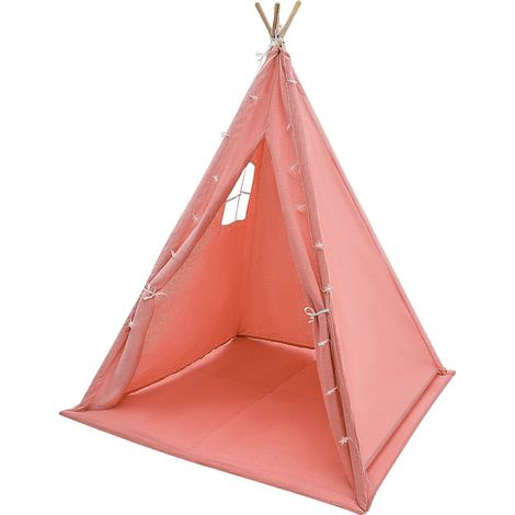 Tenda teepee, in cotone e lino, per uso interno ed esterno, rosa (1/2)