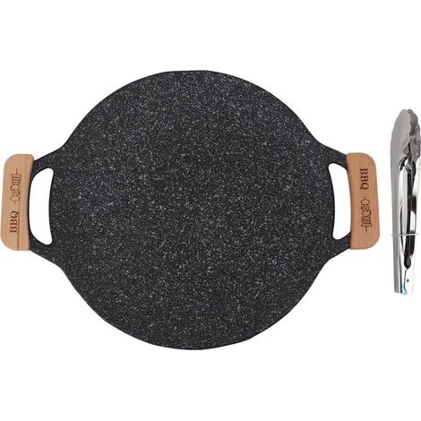 Poêle à Grill Ronde Barbecue en Métal Antiadhésive, Plaque de Cuisson Circulaire Multifonction pour Camping et Extérieur (1/5)
