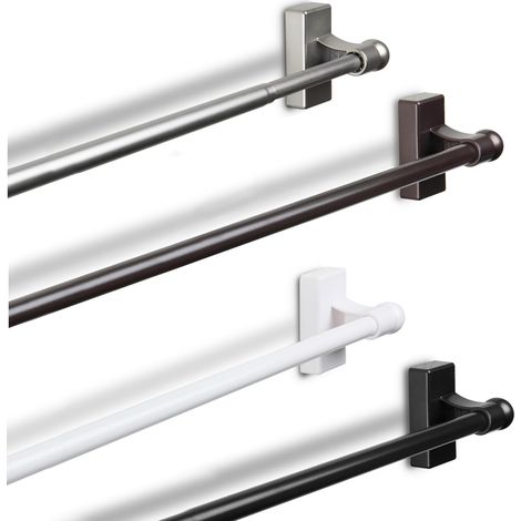 Tringle magnétique Desyne - Réglable de 71 à 122 cm, noire, extensible, pour rideaux (1/4)