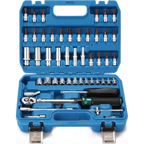 Clé dynamométrique portable mini à dégagement rapide, 5-25 N.m, entraînement 1/4 pouce, 53 embouts préréglés, avec coffret de rangement. Idéale pour la maison, le vélo, la voiture et les réparations a (1/5)
