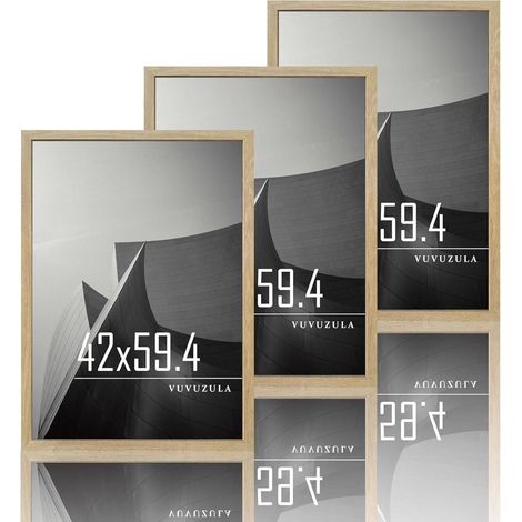 Bilderrahmen 15x15cm Holz Quadratisch Fotorahmen MDF Passepartout 10x10cm Eiche (1/5)