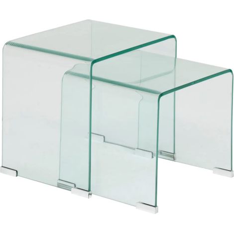 Lot de 2 Tables d'Appoint Gigognes "Lenia" 47cm Transparent (1/4)