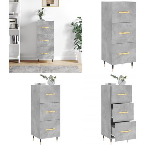 Buffet Gris béton 34,5x34x90 cm Bois d'ingénierie - Buffet Design Moderne - Meuble Rangement Gris - Commode Tiroir - Meuble Salon - Mobilier Chambre - Home & Living (1/5)