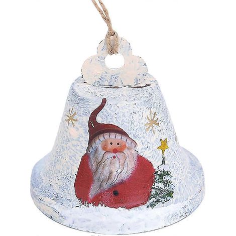 Lot de 2 pendentifs décoratifs de Noël créatifs à suspendre en corde, représentant un vieil homme, un bonhomme de neige et une cloche, pour le premier Noël de bébé (Père Noël blanc). (1/4)