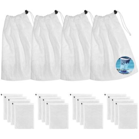 Lot 20 sacs filtrants piscine – Cordon de serrage, ramasse feuilles (1/5)
