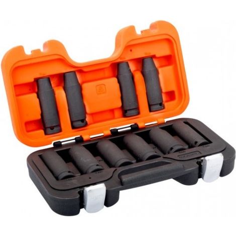 BAHCO - Jeu de douilles à choc longues 6 pans 1/2", dimensions métriques - 10 pièces