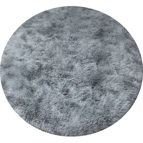Tapis de salon rond épaissi chaud décoration de la maison douce chambre d'enfants salon tapis en peluche gris