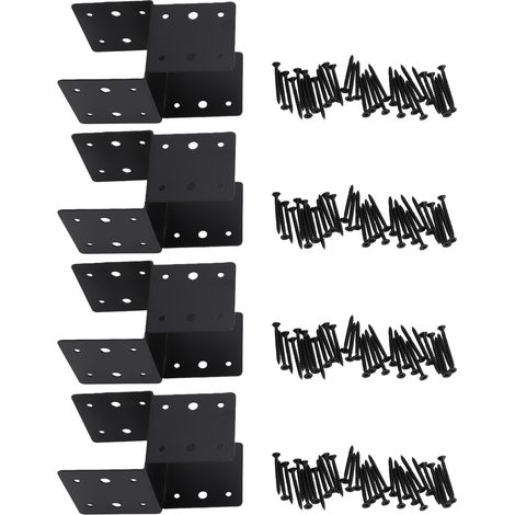 Kit de 4 fixations robustes pour poteaux et poutres en bois, comprenant connecteurs et vis. (1/4)