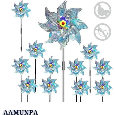 10er Pack Reflektierende Windmühle,Reflektierende Vogelabwehr,Reflektierende Windmühle Garten,Reflektierende Windmühle Vogelabwehr (1/4)