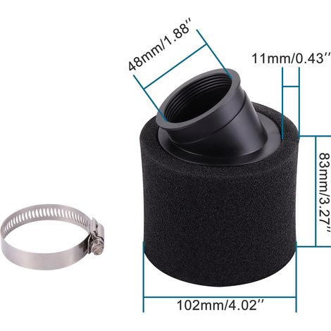 Filtre à air en éponge, adapté aux motos tout-terrain et aux quads, double couche, diamètre 48 mm, noir. (1/4)