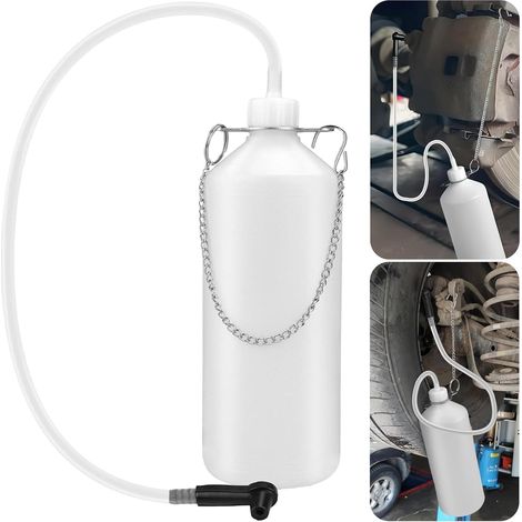 Bremsflüssigkeitsauffangbehälter, 1-Liter-Bremsflüssigkeitsbehälter, Bremsenkreislaufentlüfter, mit 60 cm langem Schlauch und Gummikupplung zum Auffangen der Bremsflüssigkeit (1/5)