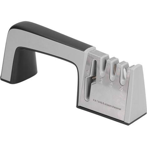 Aiguiseur de Couteaux 4 Têtes, Rapide et Sécuritaire, Anti-Dérapant pour Couteaux et Ciseaux, Accessoire de Cuisine Pratique