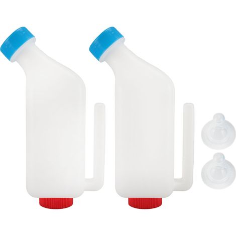 Bouteilles d'alimentation pour veaux, 2 pièces, détachables, suspendues, pour lait de vache, d'agneau, avec bouchons et poignées à pression, pour agriculteur (1/5)