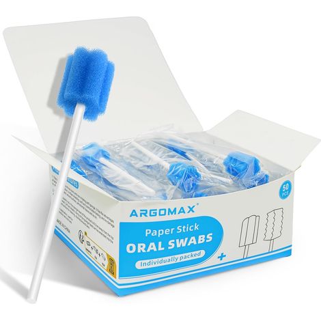 Lot de 50 éponges dentaires stériles - Éponge de nettoyage bucco-dentaire - Éponge d'hygiène buccale - Tampons en mousse pour l'hygiène buccale - Bleu (1/5)