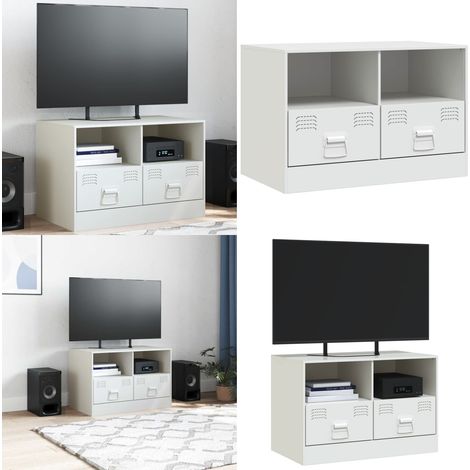 TV-Schrank Weiß 67x39x44 cm Stahl - TV-Schrank - Fernsehtisch - Regal - Wohnzimmermöbel - Weißer TV-Stand - Home & Living