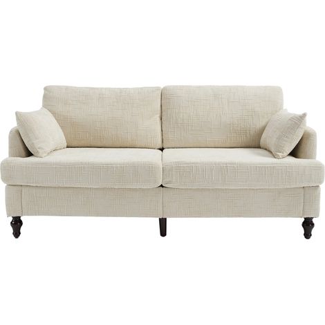 Canapé 175x83x78 Cm En Chenille Beige Avec Éclairage LED Multicolore Et Port USB Intégré (1/5)