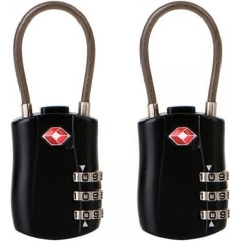 Lot de 2 Cadenas pour Bagages TSA, Cadenas de Voyage à 3 Chiffres, Cadenas à Combinaison, Cadenas à Code pour Valise de Voyage, etc. (Noir) (1/5)