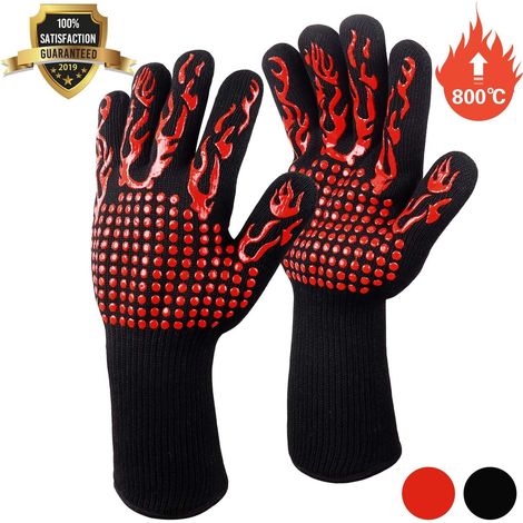 Guanti da barbecue, guanti da cucina, guanti da forno in silicone antiscivolo resistenti al calore fino a 800°C certificati EN407, guanti da barbecue in silicone per saldatura, cottura e cottura al fo (1/5)