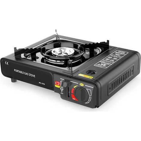 Réchaud à gaz portable 2200 W – Allumage piézo – Double soupape de sécurité – Dimensions 34x28x11 cm – Pour camping et pêche (1/4)