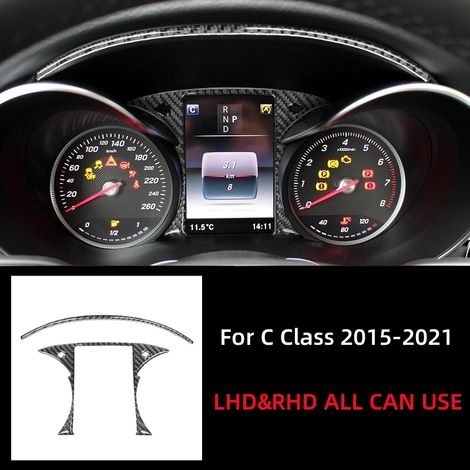 (noir) Compatible avec Mercedes-Benz Classe C W205 2015-2021 - Cadre décoratif en fibre de carbone pour compteur de vitesse - Accessoires auto (1/5)