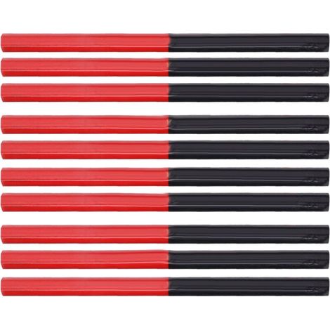Crayons de charpentier rouge bleu, 10 pièces, 2 noyaux hexagonaux, 2 têtes, stylo de marquage pour le travail du bois, outils à main (1/4)