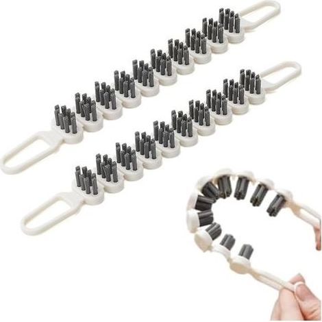 Lot de 2 brosses de nettoyage pour crevasses - Brosse flexible multifonction - Petite brosse de nettoyage fine à poils durs - Brosse de nettoyage pour la maison, la cuisine, la salle de bain (1/5)