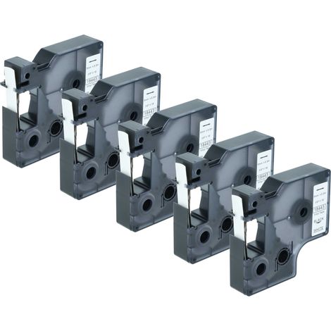 vhbw 5x Label Tape compatible with Tyco T107M Label Printer 5.5m x 9 mm  Black on White, Vinyl, plastic (1/5)