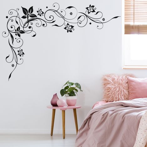 Sticker Mural - Composition florale - 37x57 cm - Noir (1/3)