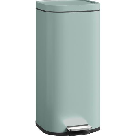 Bidone della spazzatura da cucina a pedale 30L in metallo verde con coperchio e chiusura soft HOMVRA (1/5)