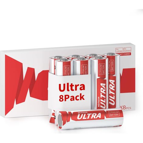 Piles AA Lithium 8 Pièces, 1.5V Haute Capacité Piles AA, Non Rechargeables, Adaptées À Une Variété D'Équipements Domestiques, Équipements De Sécurité (1/5)