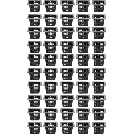 50 Stück atmungsaktive quadratische Hydroponik-Netzblumentöpfe, erdlose Anzuchtkörbe für Gewächshäuser (Schwarz) (1/5)
