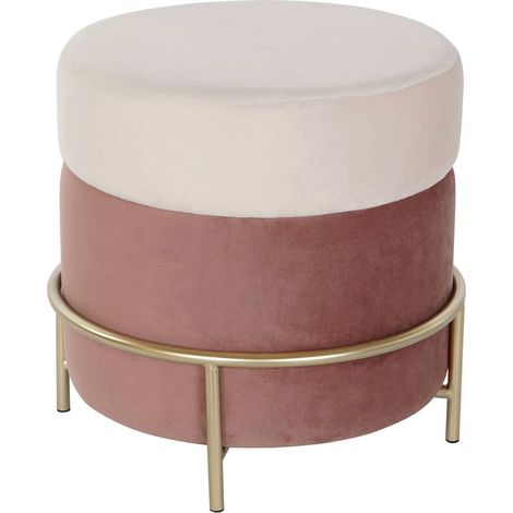 Tabouret velours rose élégant et confortable - Rose poudré et doré élégant (1/4)