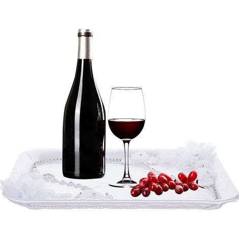 (Beispiel eines Tabletts mit magnolienfarbenem Rand, Modell B) Tablett mit rosa Rand, originelle Geschenk-/Dessertpräsentation, weißes Präsentationstablett als Liebesbeweis bei einer Hochzeit im europ (1/3)