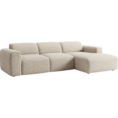 Grande divano angolo a destra con seduta scorrevole elettrica in tessuto beige - POGNI di Maison Céphy (1/3)