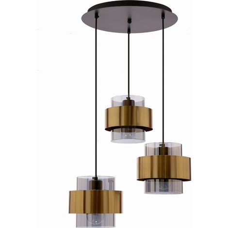 Lampadario Candellux Spiega 3 luci E27 nero ottone (1/4)