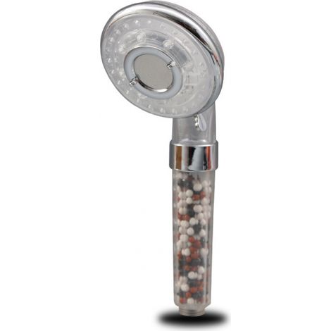 Pommeau de douche orné de pierres minérales multicolores