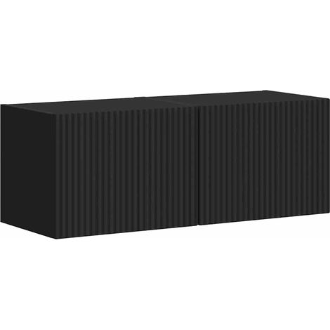 Maison Exclusive - Mueble de TV Montado en la Pared 2 pcs Negro 3