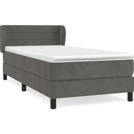 Lit simple Lit adulte Sommier à lattes de lit avec matelas Gris foncé 100x200 cm