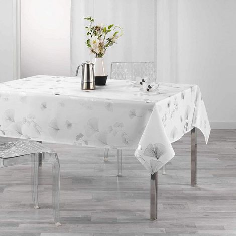 Nappe polyester imprimée Bloomy - 150 x 300 cm - Blanc - Livraison gratuite (1/3)