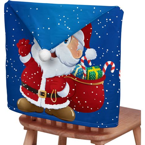 Housses de dossier de chaise, 4 pièces, housse de protection courte en peluche imprimée Double face pour les vacances, 50x65cm (1/5)