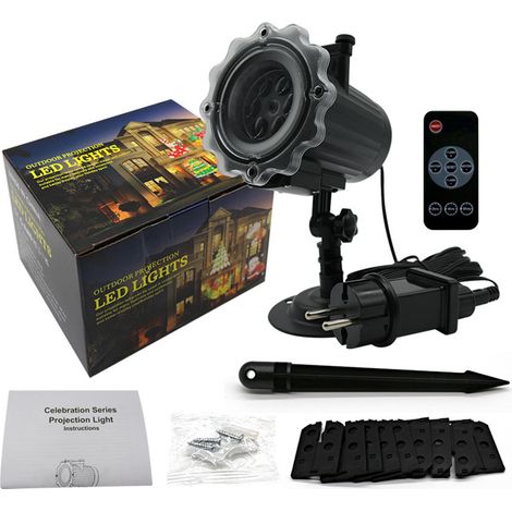 proyector LED, 12 diapositivas, control remoto, resistente al agua, giratorio, para interiores, exteriores, jardín y hogar. (1/5)