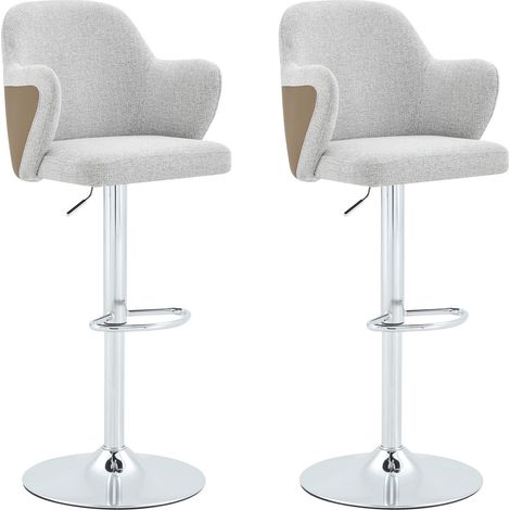 CHICFURN Sgabelli da bar regolabili set da 2 88 x 49 x 54,5 cm grigio chiaro e metallo (1/5)