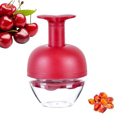 Dénoyauteur de Cerises Dénoyauteur Multi Fruits à 4 Trous Rapide et Propre pour Cerises, Olives et Prunes, avec Protection Anti éclaboussures (1/5)